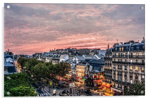 Evening falls, over Paris Acrylic by Marcel de Groot