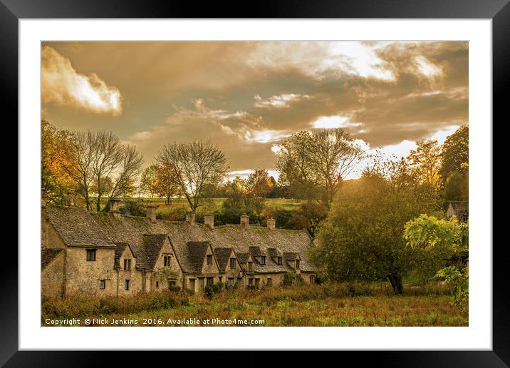 Arlington Row in Autumn Cotswolds Framed Mounted Print by Nick Jenkins