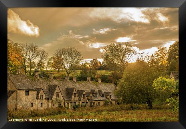 Arlington Row in Autumn Cotswolds Framed Print by Nick Jenkins