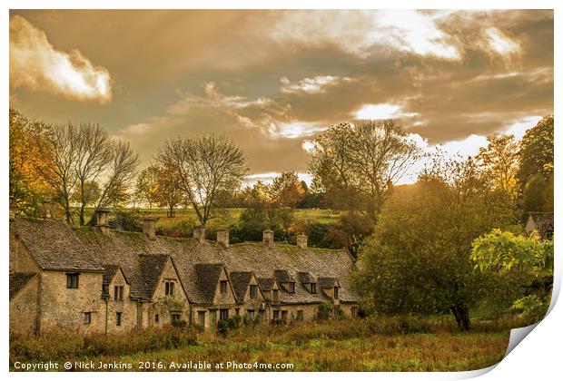 Arlington Row in Autumn Cotswolds Print by Nick Jenkins