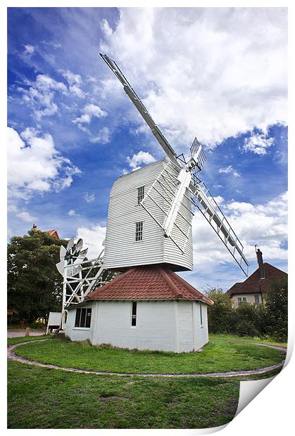 White boarded windmill Print by Stephen Mole