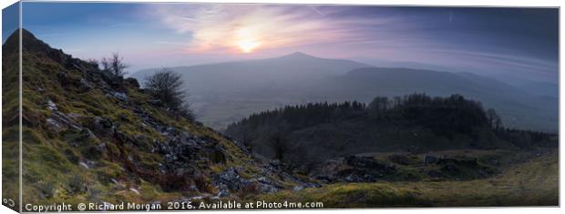 View of Sugarloaf mountain from Skirrid. Canvas Print by Richard Morgan