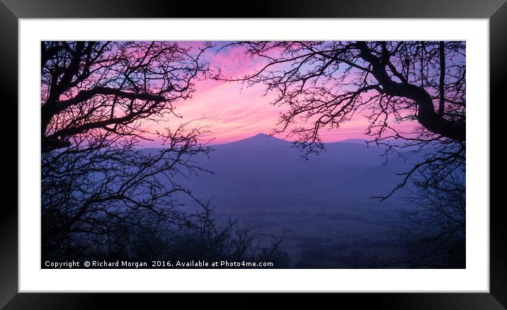 Looking through the trees at the beautiful sunset  Framed Mounted Print by Richard Morgan
