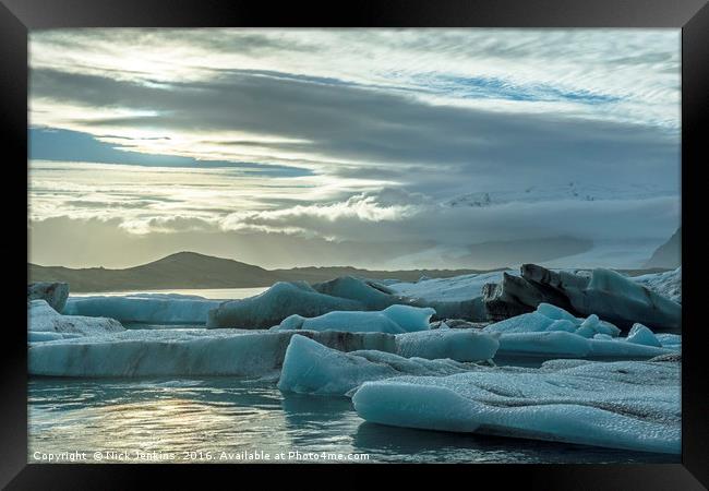 Jokulsarlon Glacial Lake in the Evening Iceland Framed Print by Nick Jenkins