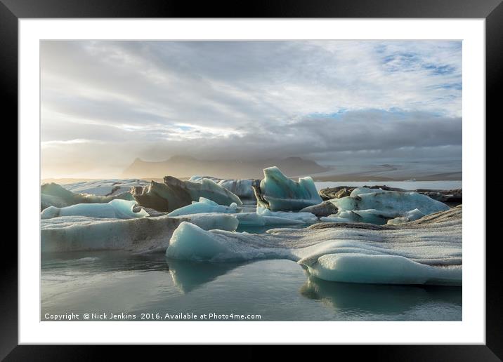 Jokulsarlon Glacial Lake Below Vatnajokull Iceland Framed Mounted Print by Nick Jenkins