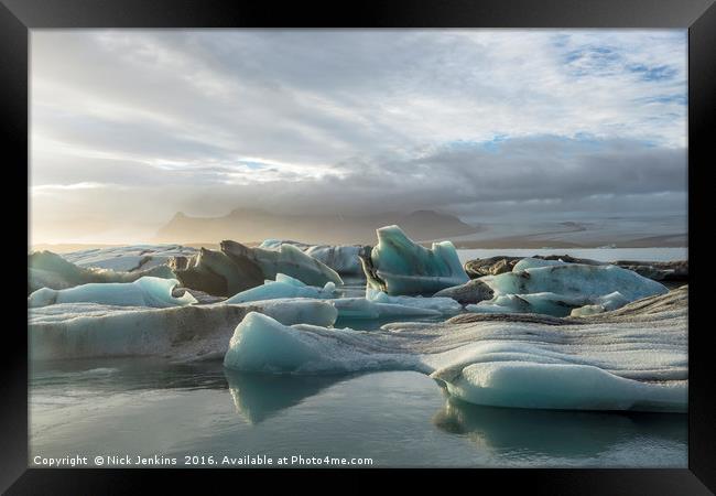 Jokulsarlon Glacial Lake Below Vatnajokull Iceland Framed Print by Nick Jenkins