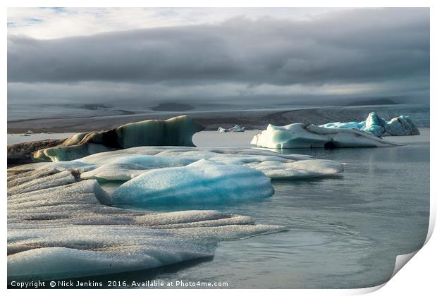 Jokulsarlon Glacial Lake Vatnajokull Iceland Print by Nick Jenkins