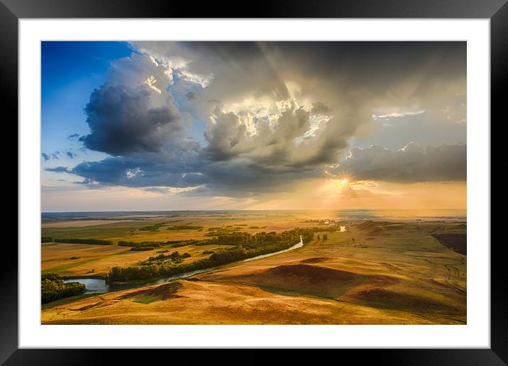 Sunset Through the Rain Clouds Framed Mounted Print by John Williams