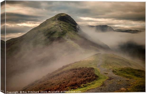 Catbells in the Clouds Canvas Print by Ray Pritchard