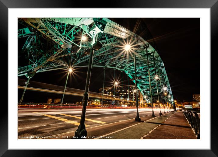 Wearmouth Bridge Light Trails Framed Mounted Print by Ray Pritchard