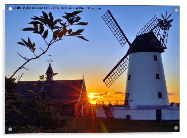 Lytham Windmill At Sunset Acrylic by Jason Connolly