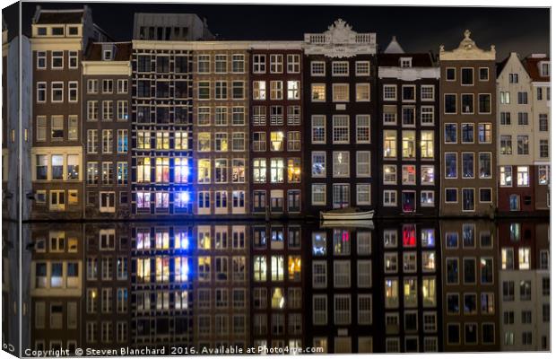 Amsterdam at night  Canvas Print by Steven Blanchard