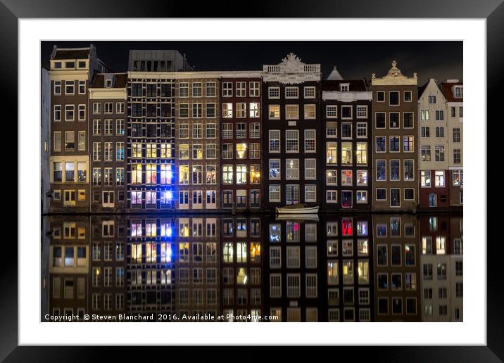 Amsterdam at night  Framed Mounted Print by Steven Blanchard