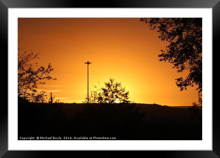 Glowing October Sunset Framed Mounted Print by Michael Boyle
