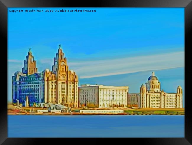 Liverpool 3 Graces (Digital Art) Framed Print by John Wain