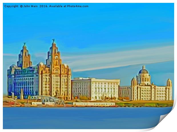 Liverpool 3 Graces (Digital Art) Print by John Wain