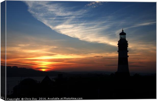 Sunset over the Tamar Canvas Print by Chris Day