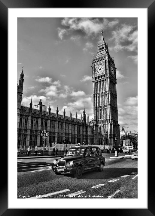 London Black Cab Framed Mounted Print by David Smith