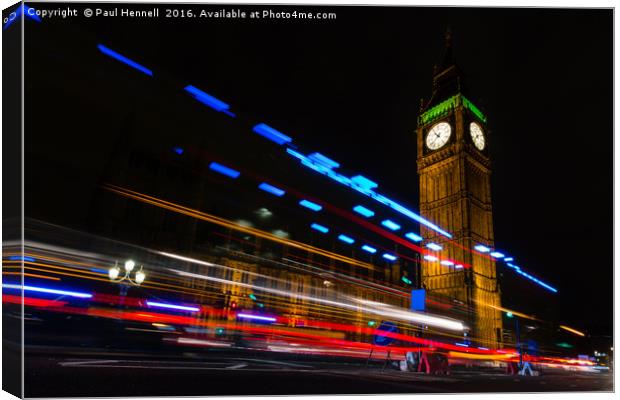 Big Ben at Night Canvas Print by Paul Hennell