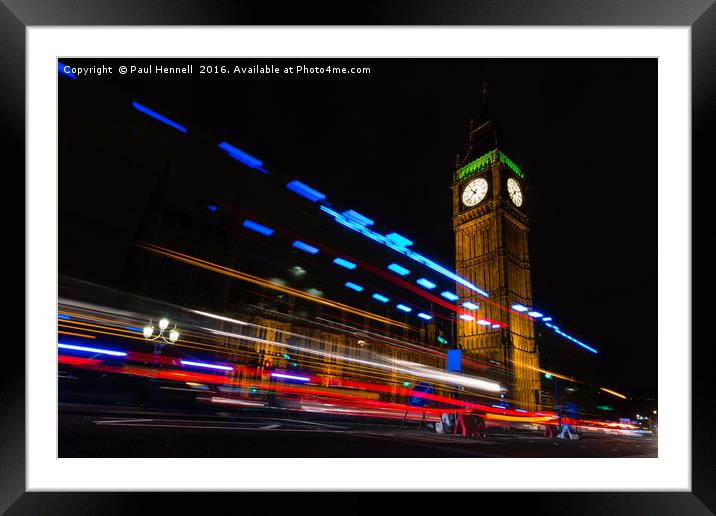 Big Ben at Night Framed Mounted Print by Paul Hennell