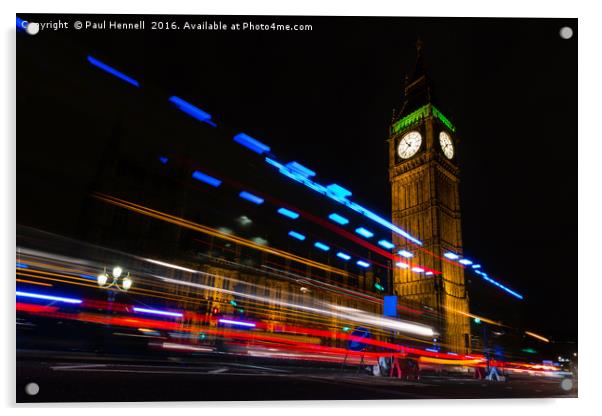 Big Ben at Night Acrylic by Paul Hennell