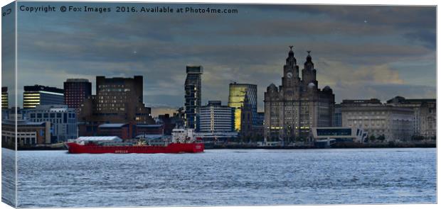 Liverpool city in the evening Canvas Print by Derrick Fox Lomax