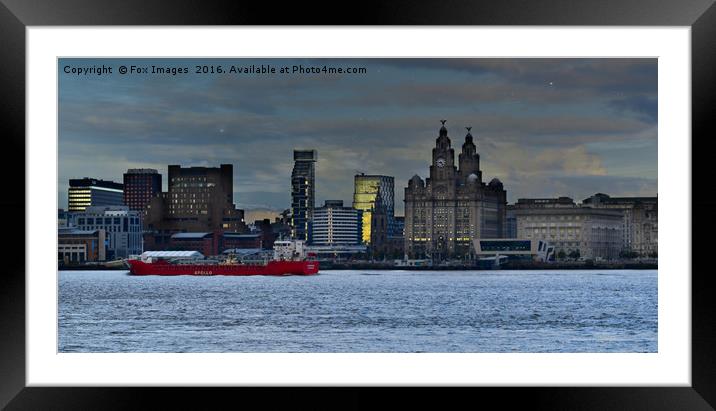 Liverpool city in the evening Framed Mounted Print by Derrick Fox Lomax