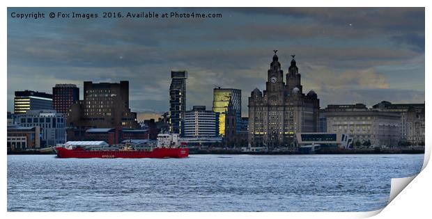 Liverpool city in the evening Print by Derrick Fox Lomax