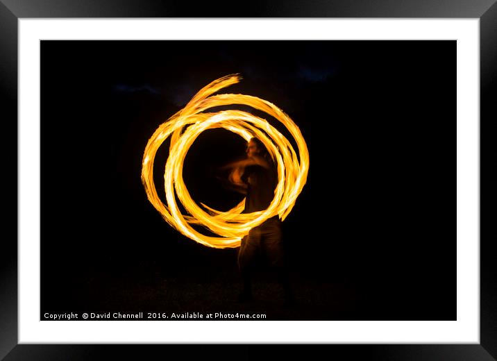 Fire Spinning Framed Mounted Print by David Chennell