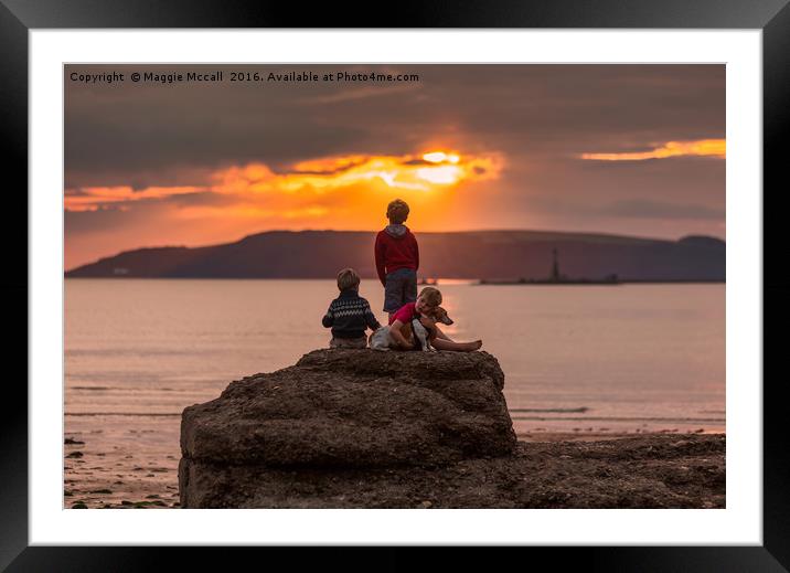 Brothers at  Fort Bovisands, Plymouth at sunset Framed Mounted Print by Maggie McCall