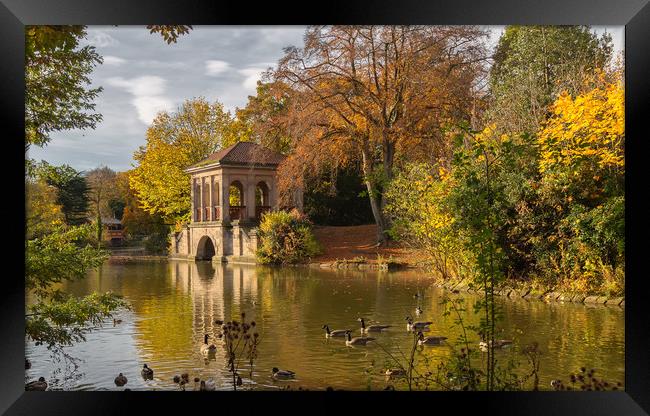 Autumn at the boathouse Framed Print by Rob Lester