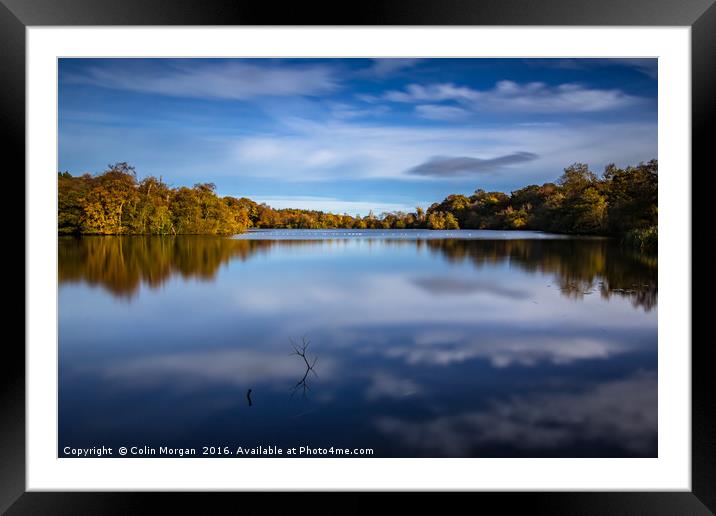 Bolam Lake Tranquil Autumn Blue Framed Mounted Print by Colin Morgan