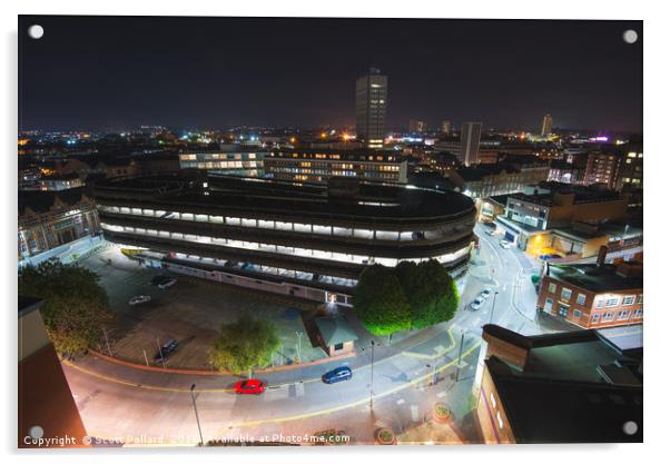 Leicester over Lee Circle car park Acrylic by Scott Pollard