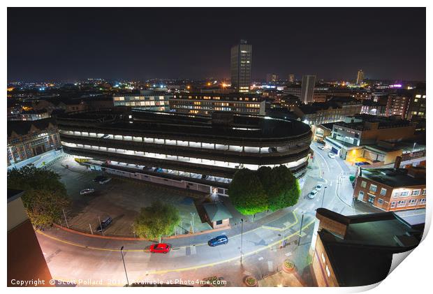 Leicester over Lee Circle car park Print by Scott Pollard