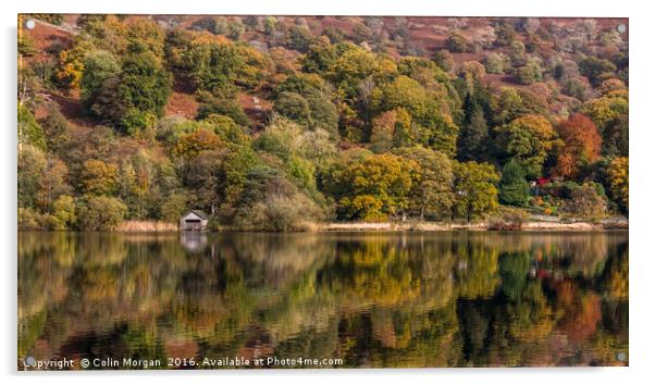 Rydal Water Boathouse Autumn Reflections Acrylic by Colin Morgan