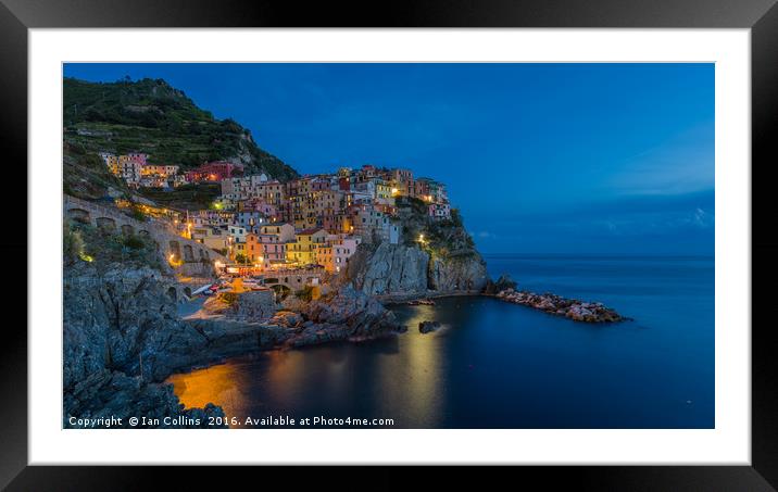 Twilight at Manarola, Italy Framed Mounted Print by Ian Collins