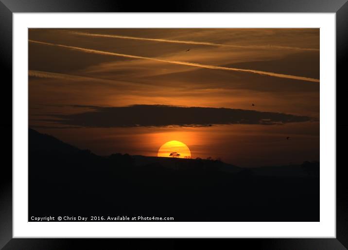 Sunset over the Taymar Framed Mounted Print by Chris Day