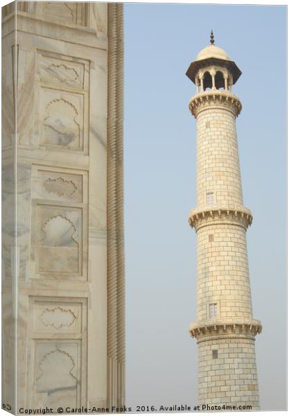 Taj Mahal Minaret Canvas Print by Carole-Anne Fooks