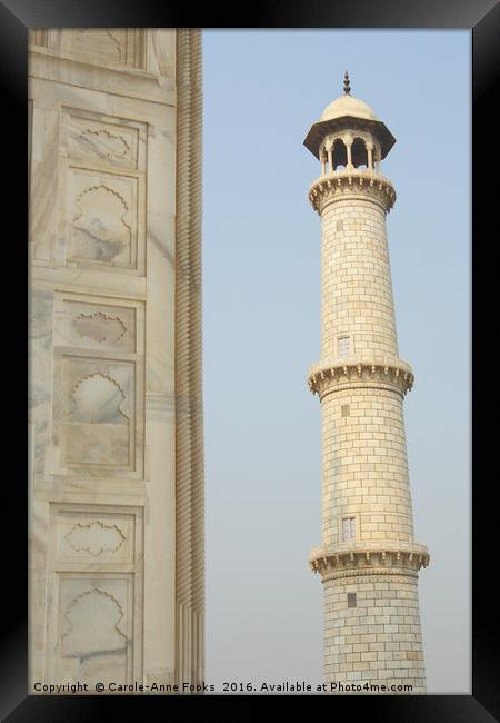 Taj Mahal Minaret Framed Print by Carole-Anne Fooks