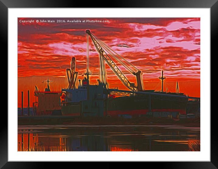 The  Docks (Digital Painting) Framed Mounted Print by John Wain