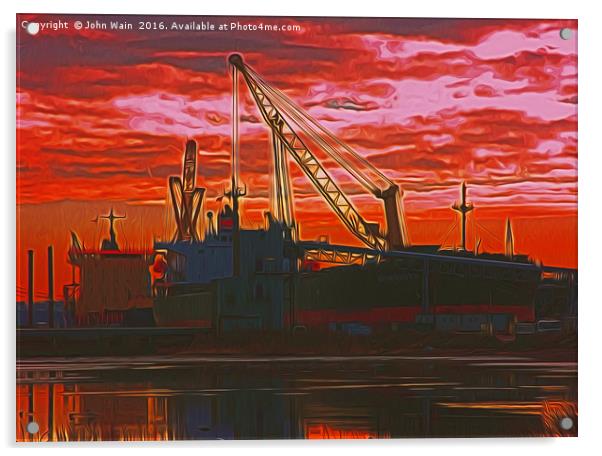 The  Docks (Digital Painting) Acrylic by John Wain