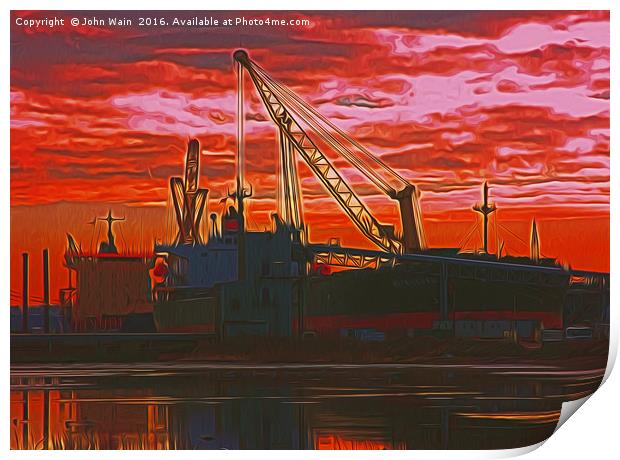 The  Docks (Digital Painting) Print by John Wain
