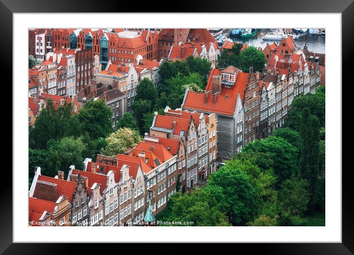 Aerial view of colorful houses in Old Town, Gdansk Framed Mounted Print by Andrei Bortnikau