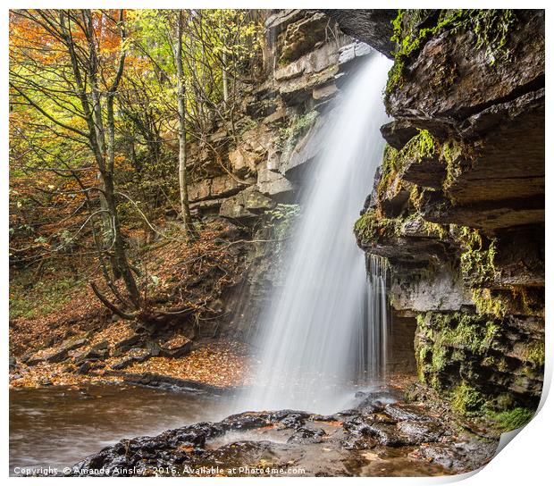 Gibsons Cave Waterfall Print by AMANDA AINSLEY
