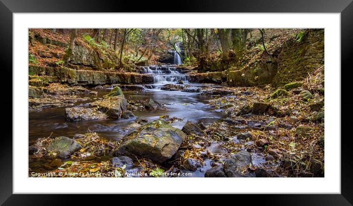 Gibsons Cave waterfalls. Framed Mounted Print by AMANDA AINSLEY