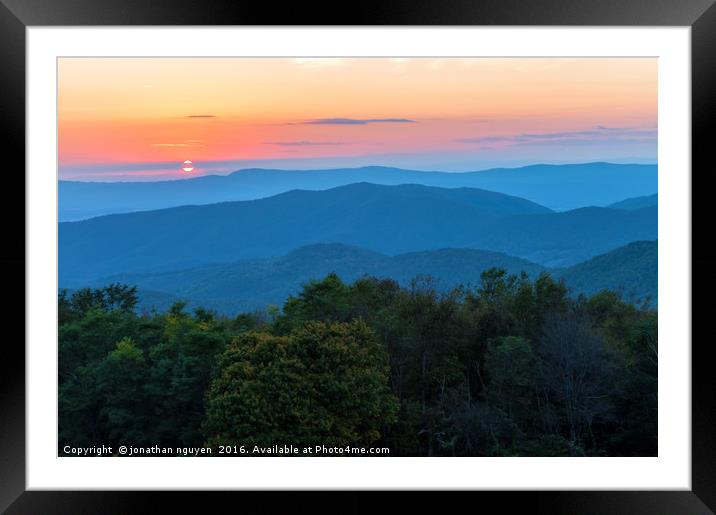 Appalachian Mountains at Sunset Framed Mounted Print by jonathan nguyen