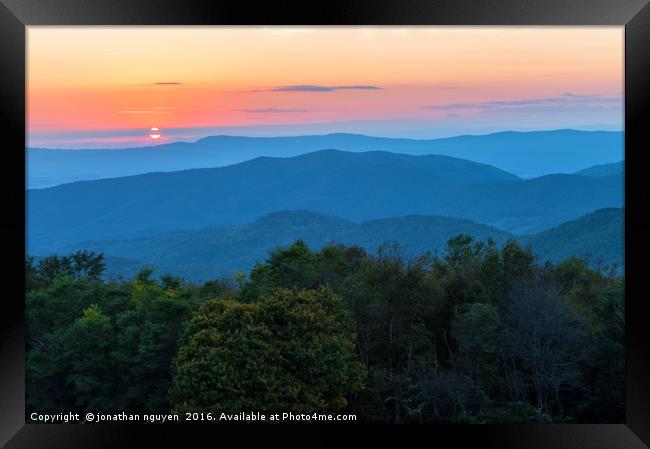 Appalachian Mountains at Sunset Framed Print by jonathan nguyen