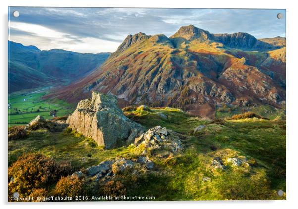 The Langdale Pikes, Lake District Acrylic by geoff shoults