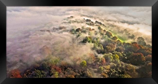 Autumn Mist Panorama Framed Print by Steve Marriott