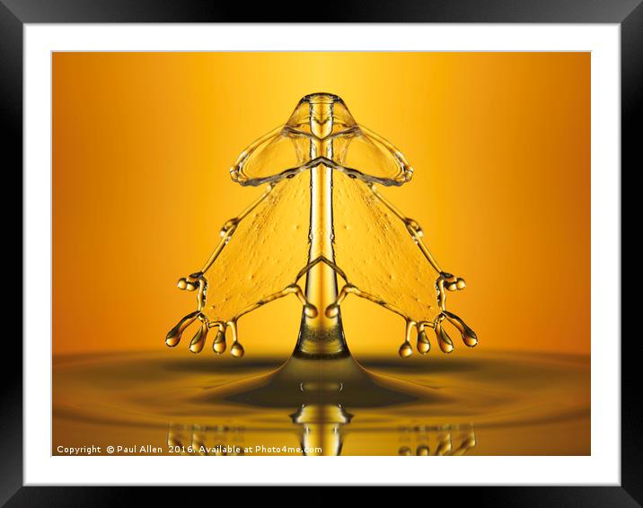 golden water drop symmetry Framed Mounted Print by Paul Allen